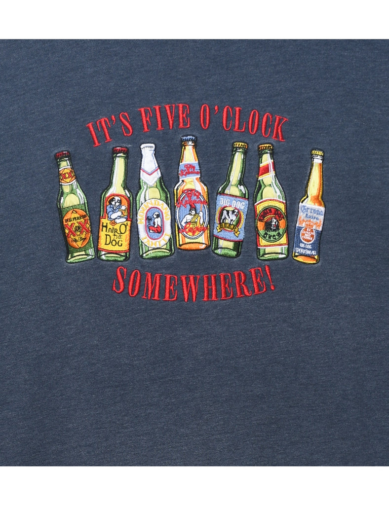 Navy Embroidered Sweatshirt - M