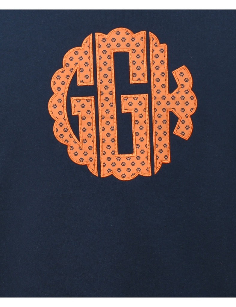 Navy Embroidered Sweatshirt - M