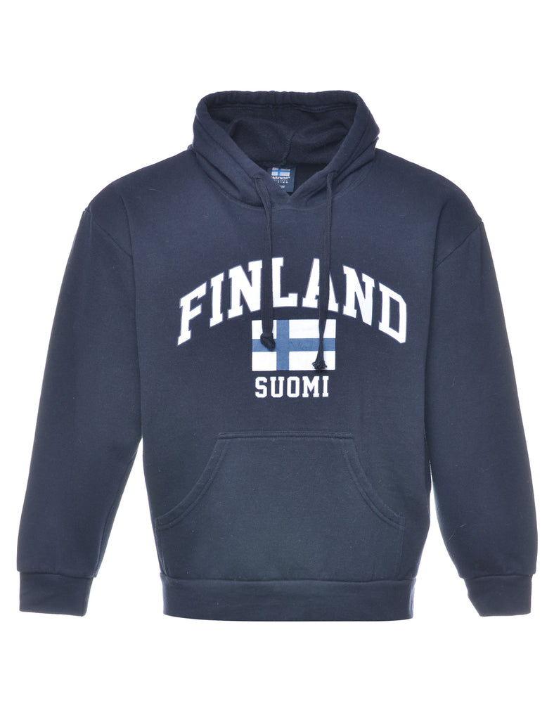 Navy Finland Printed Hoodie - S