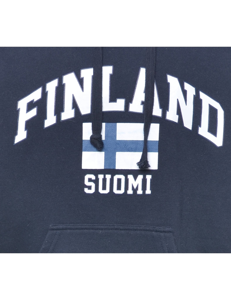 Navy Finland Printed Hoodie - S