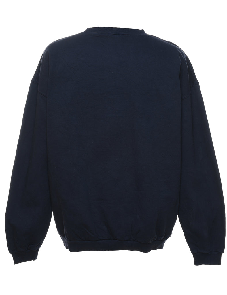 Navy Fitness Design Printed Sweatshirt - XL