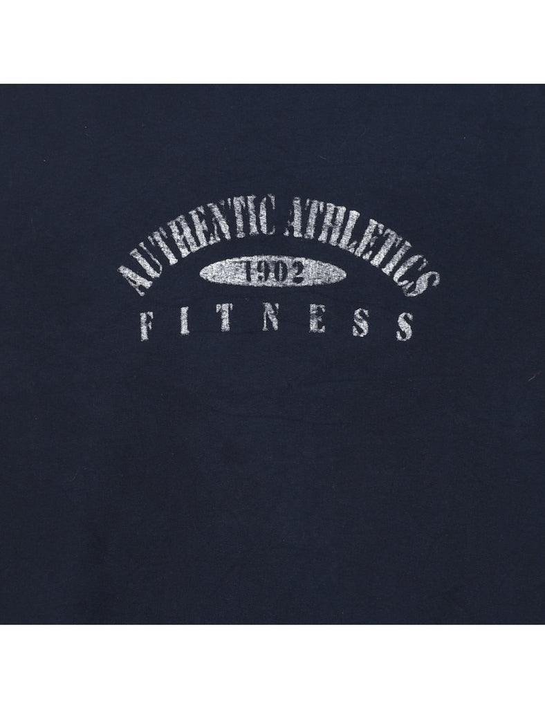 Navy Fitness Design Printed Sweatshirt - XL