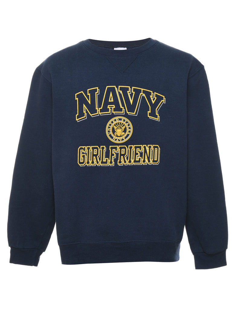 Navy Girlfriend Design Sweatshirt - M