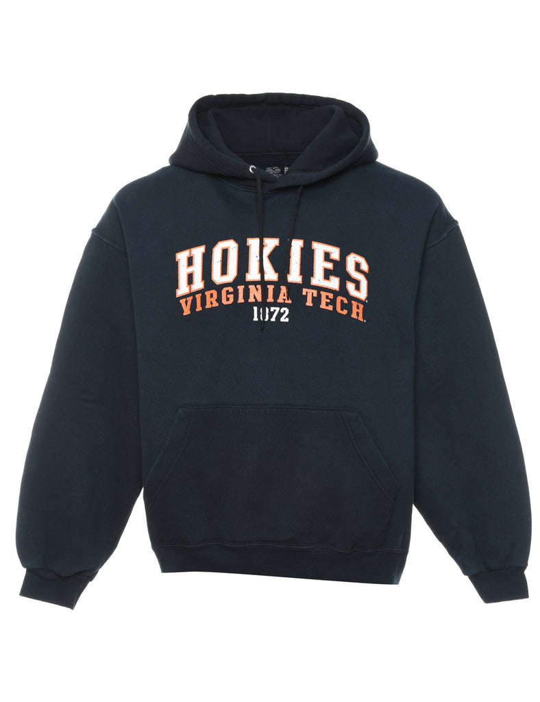 Navy Hokies Virginia Tech Printed Hoodie - L