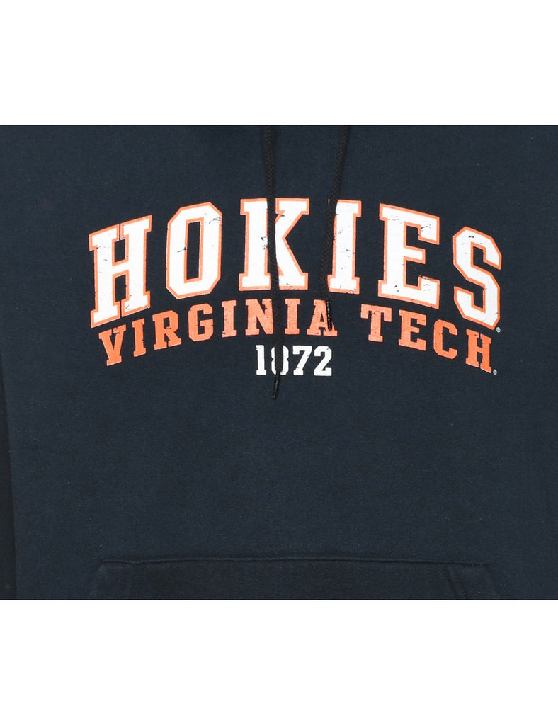 Navy Hokies Virginia Tech Printed Hoodie - L
