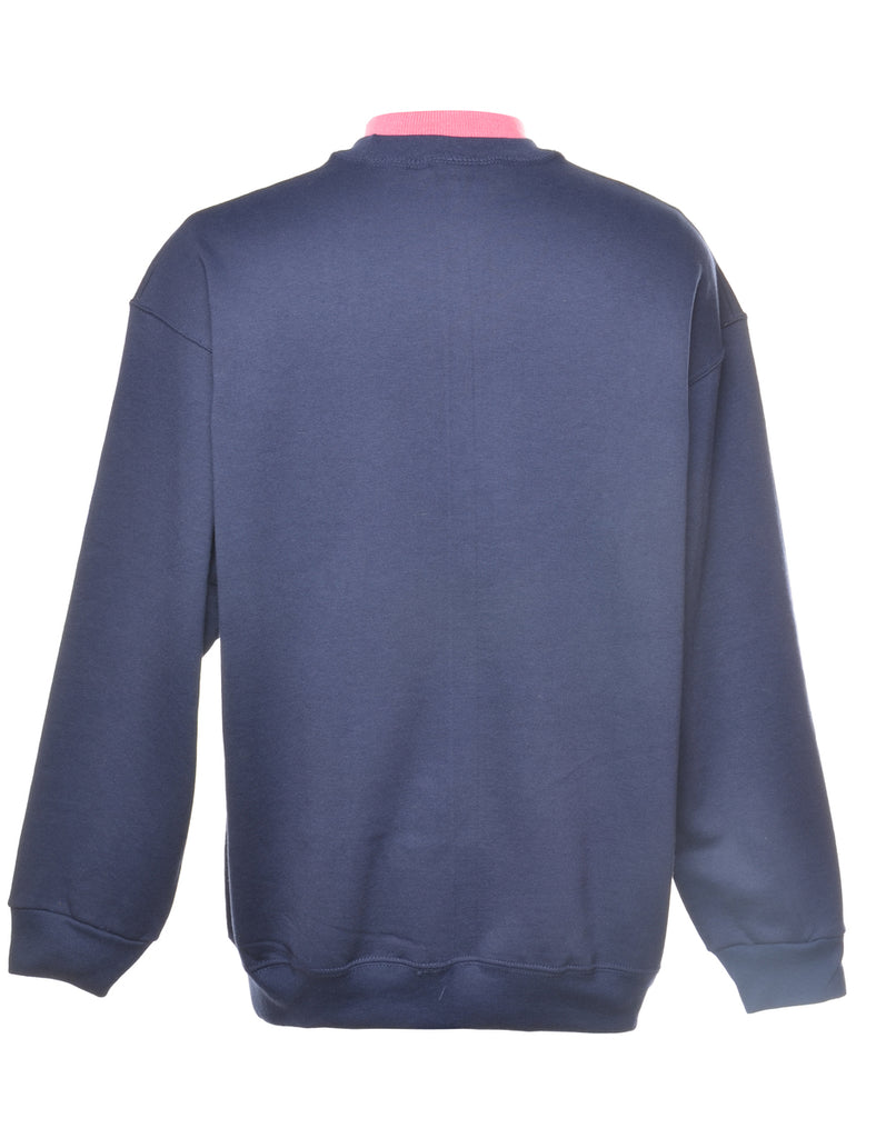 Navy I Belive In Angles Printed Sweatshirt - XL