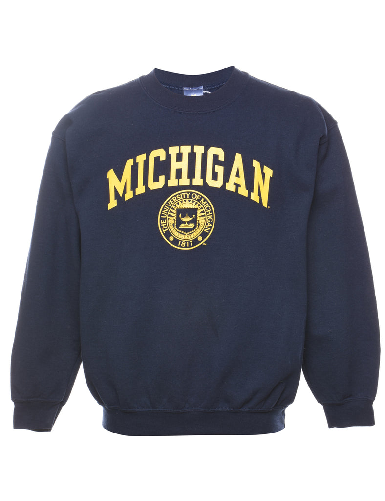 Navy Michigan Printed Sweatshirt - M