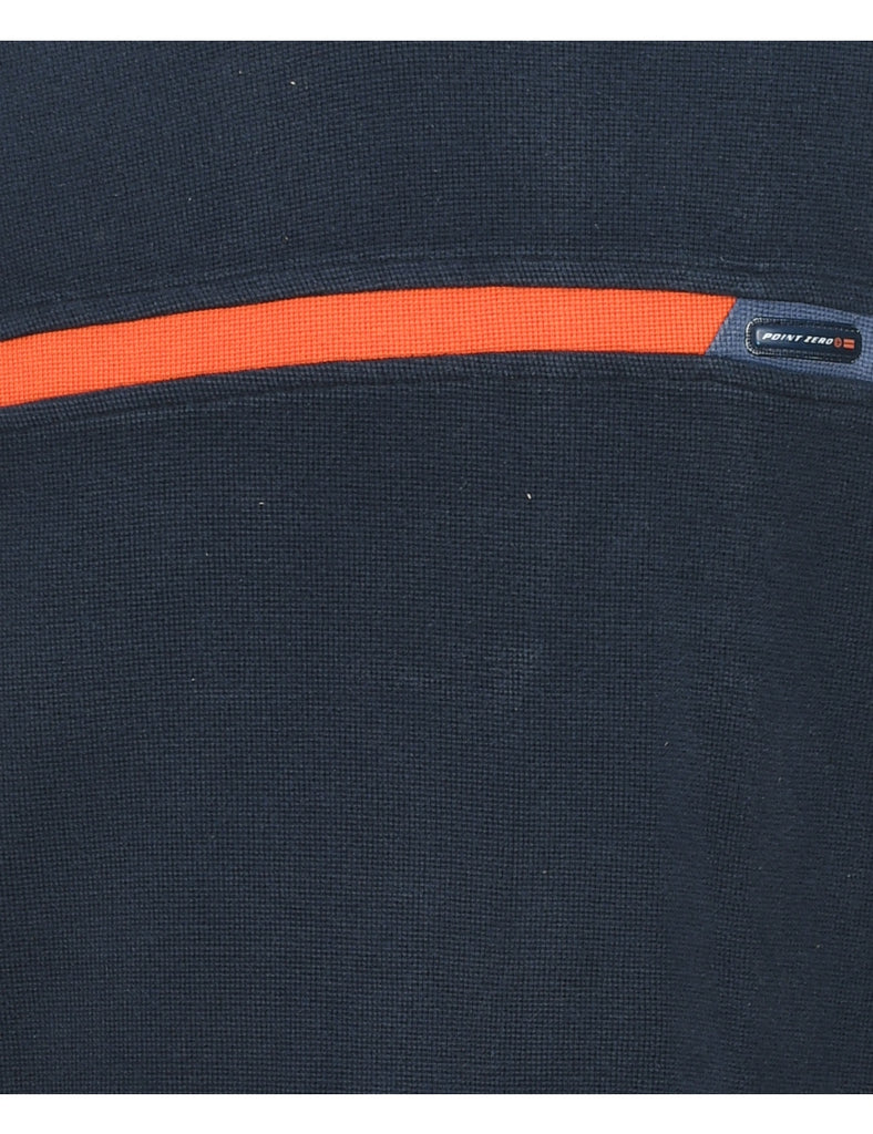 Navy & Orange Contrast V-Neck Sweatshirt - XL