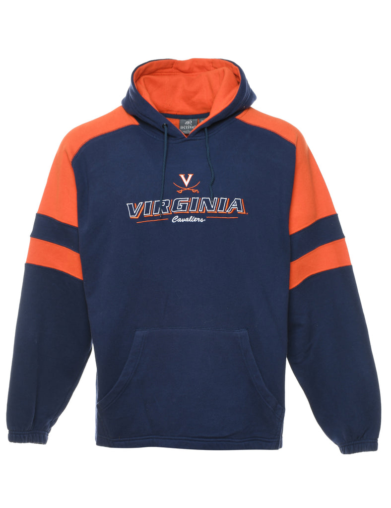Navy & Orange Virginia Printed Hoodie - L