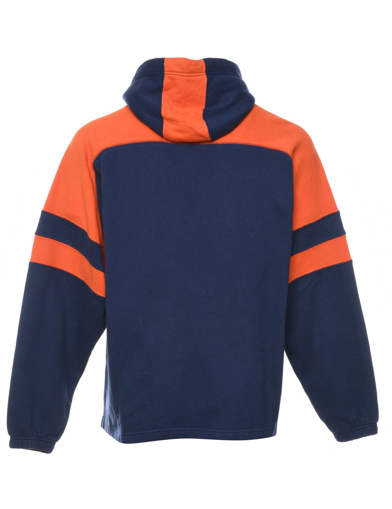 Navy & Orange Virginia Printed Hoodie - L