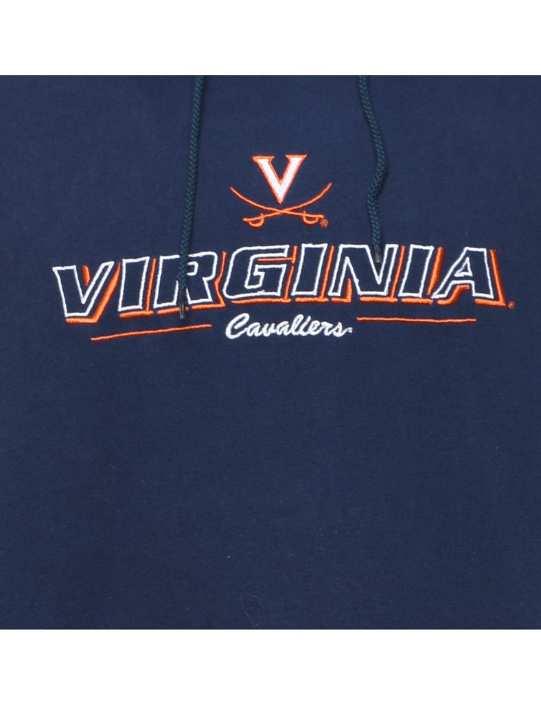 Navy & Orange Virginia Printed Hoodie - L