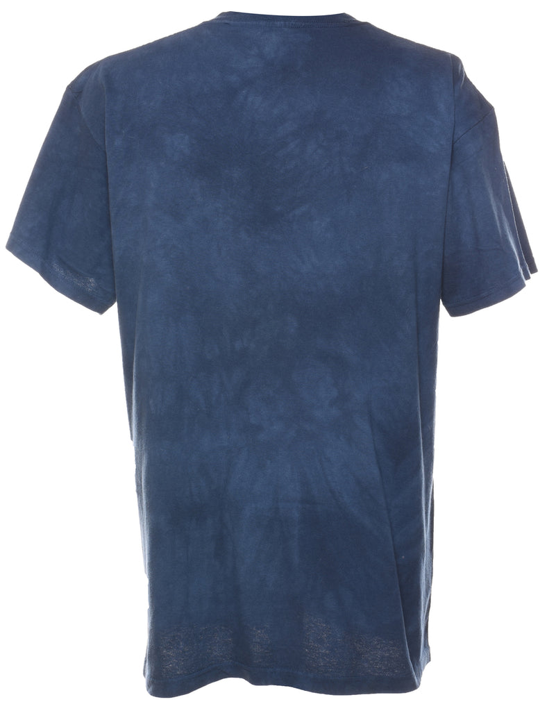 Navy Parrot Print Tie Dye The Mountain T-shirt - L