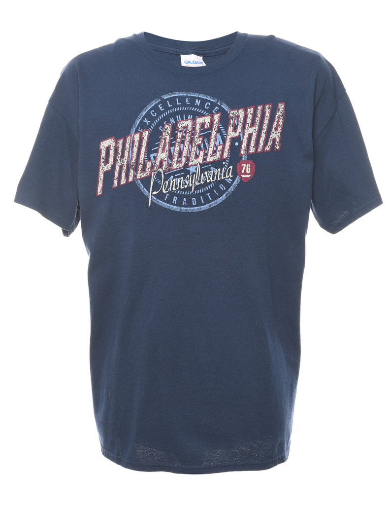 Navy Philadelphia Printed T-shirt - XL