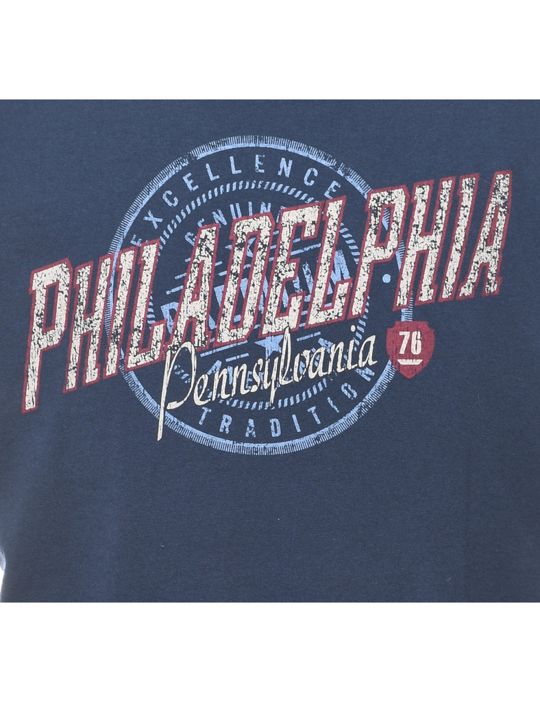 Navy Philadelphia Printed T-shirt - XL