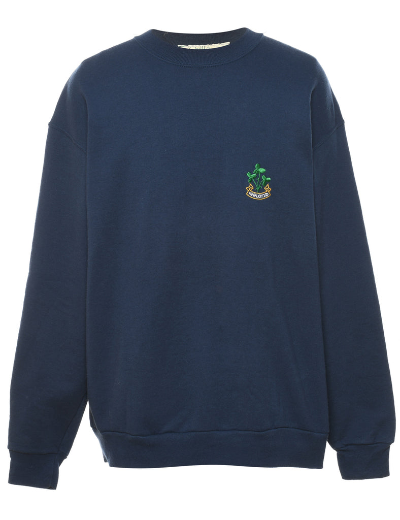 Navy Plain Ireland Embroidered Sweatshirt - XL