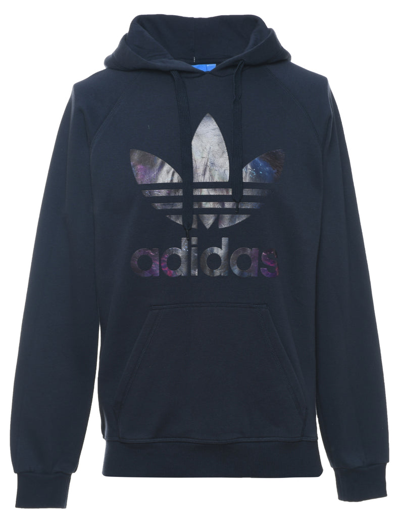 Navy Printed Adidas Hoodie - S