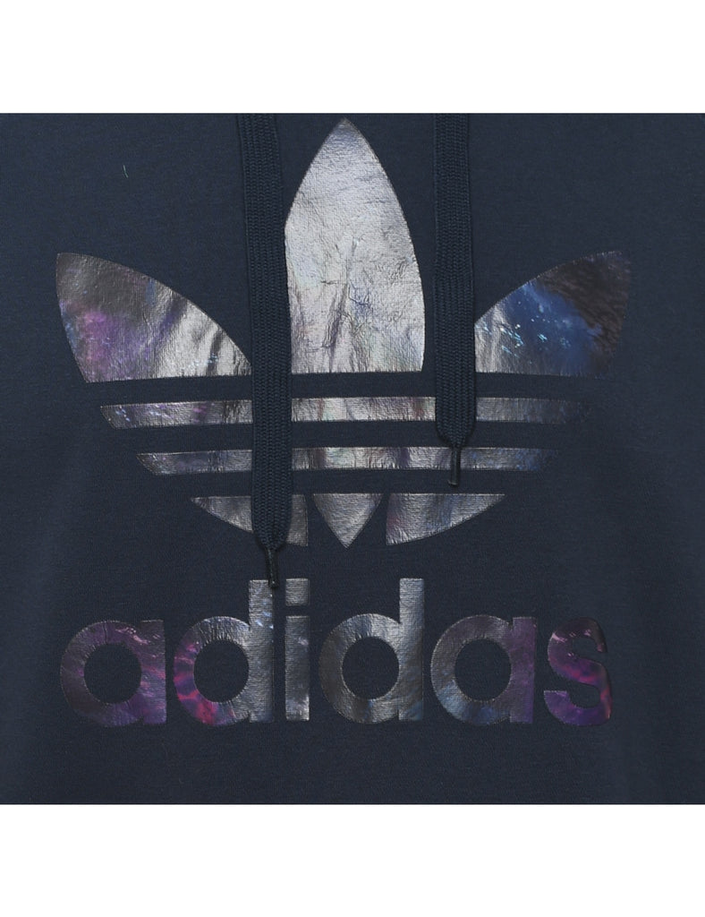 Navy Printed Adidas Hoodie - S
