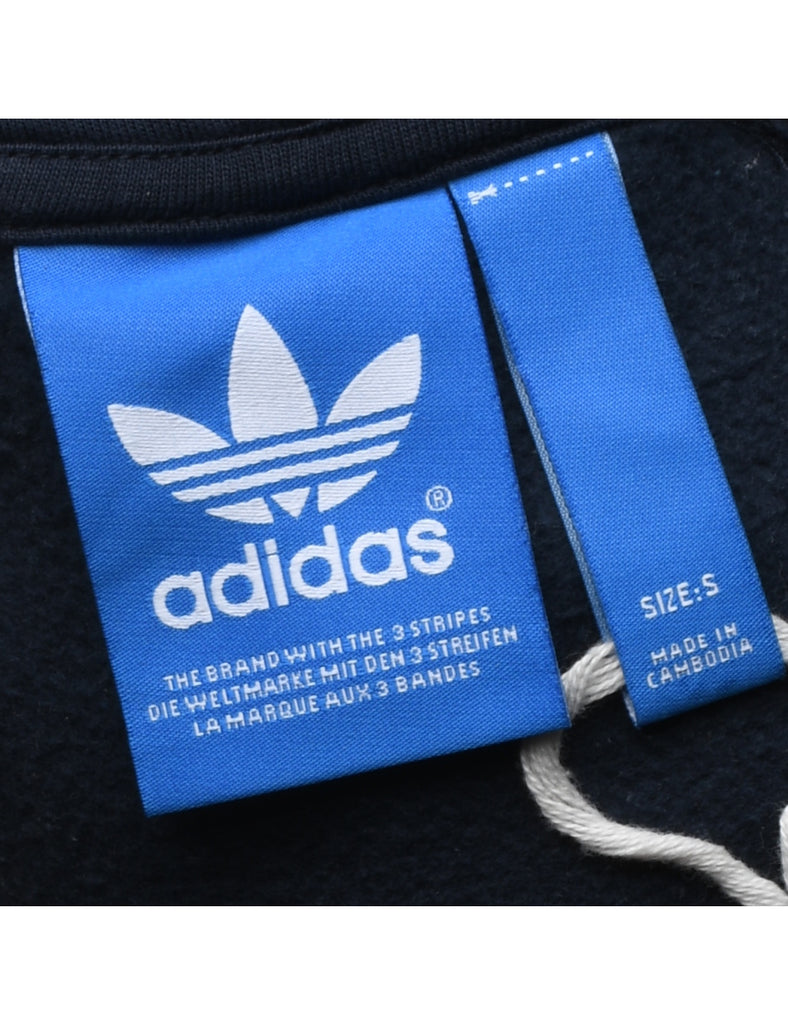 Navy Printed Adidas Hoodie - S