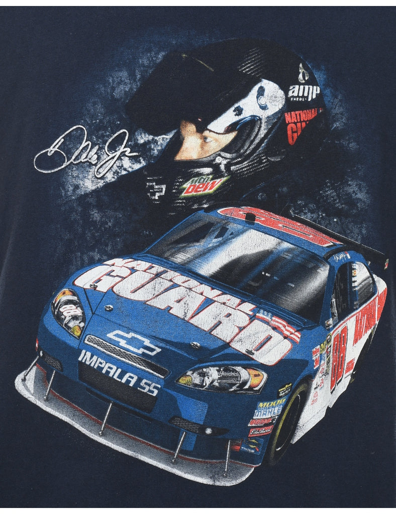 Navy Printed NASCAR Design Vest - XL