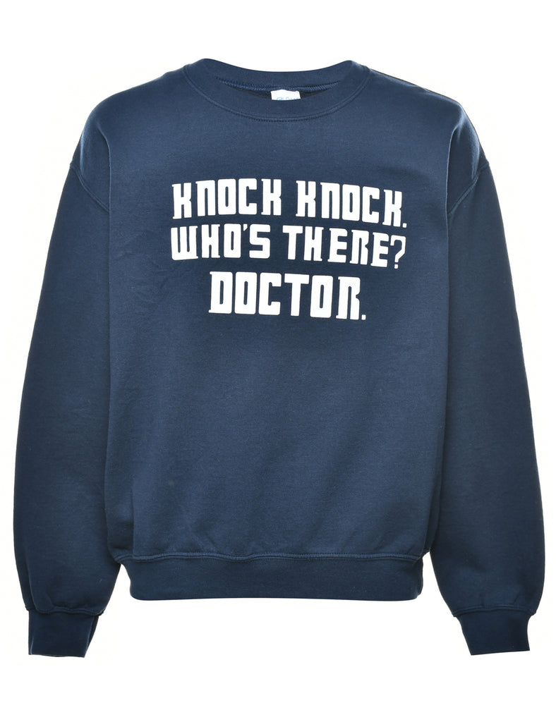 Navy Printed Sweatshirt - M