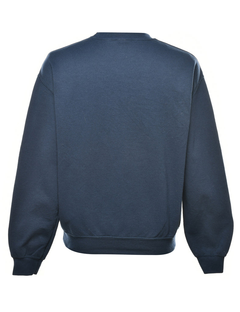 Navy Printed Sweatshirt - M