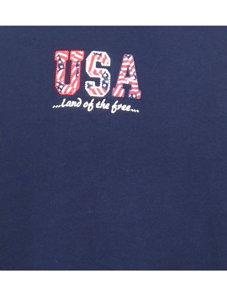 Navy Printed Sweatshirt - XL