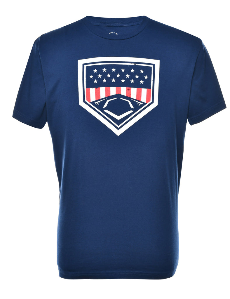 Navy Printed T-shirt - L