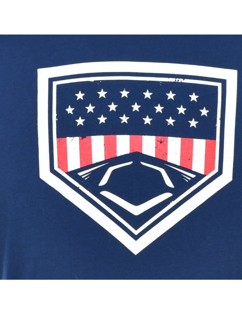 Navy Printed T-shirt - L