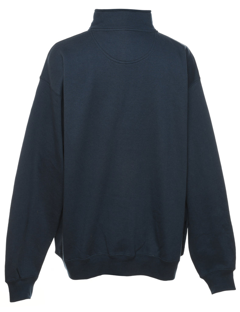 Navy Quarter-Zip Printed Sweatshirt - L