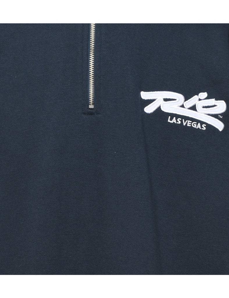 Navy Quarter-Zip Printed Sweatshirt - L