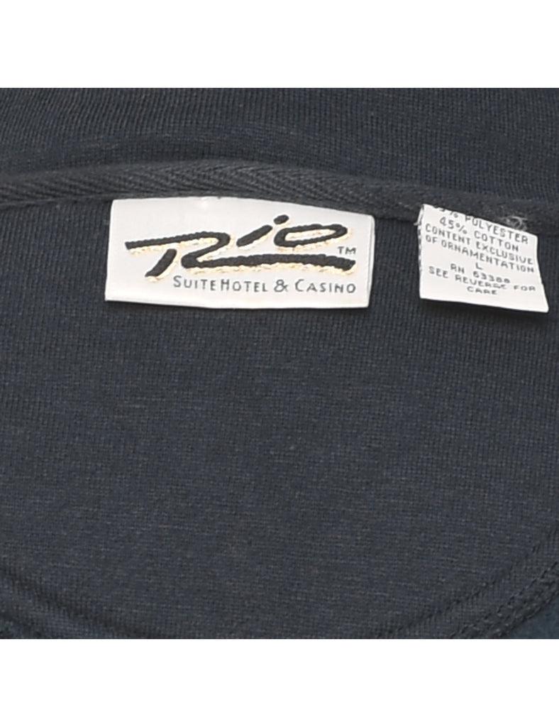Navy Quarter-Zip Printed Sweatshirt - L