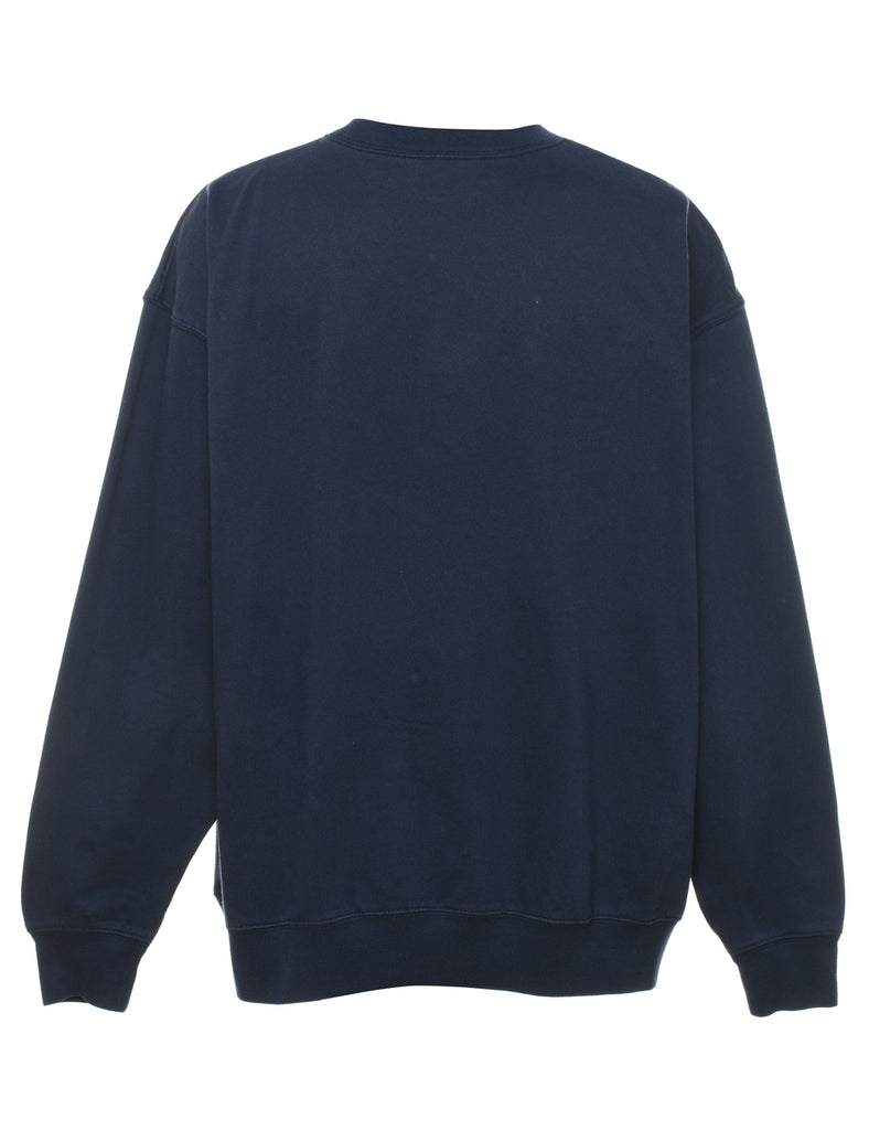 Navy & Red Animal Design Embroidered Sweatshirt - XL