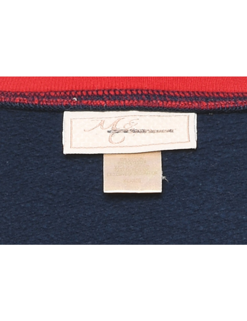 Navy & Red Animal Design Embroidered Sweatshirt - XL