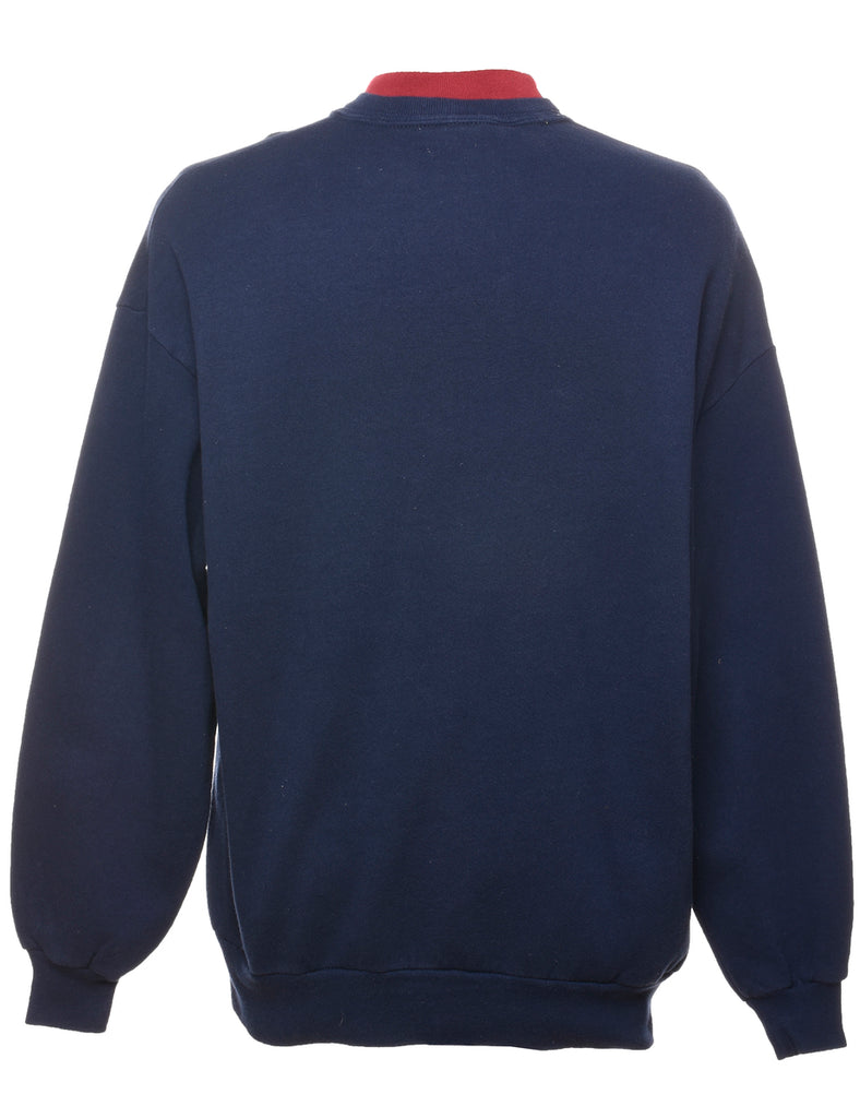Navy & Red Christmas Squirrel Print Sweatshirt - XL