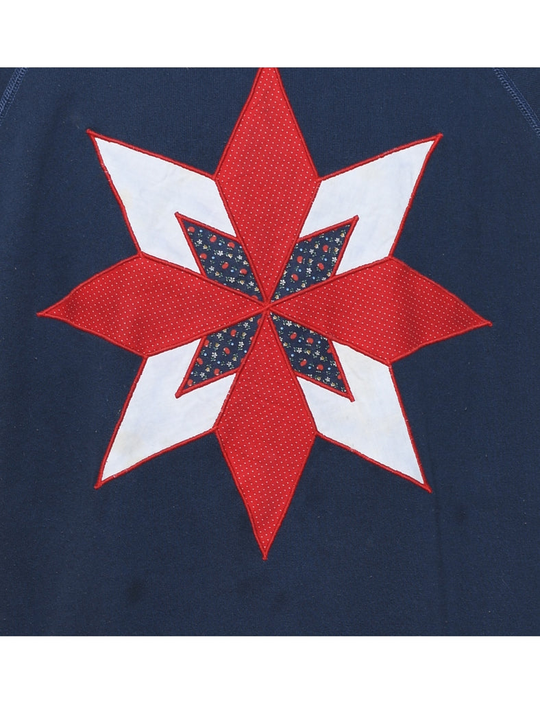 Navy, Red & White Embroidered Sweatshirt - XL
