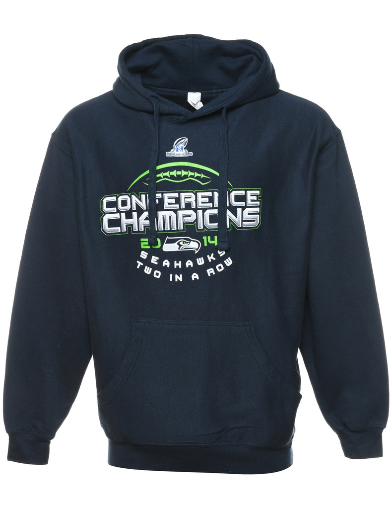 Navy Seattle Seahawks Printed Hoodie - L