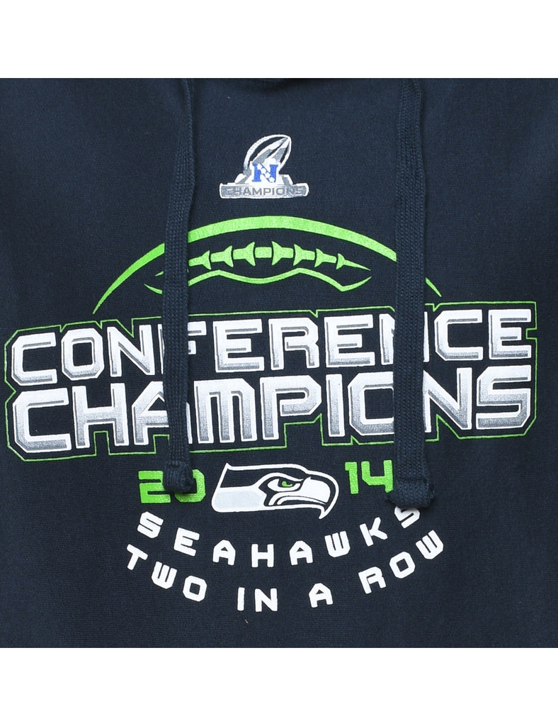 Navy Seattle Seahawks Printed Hoodie - L