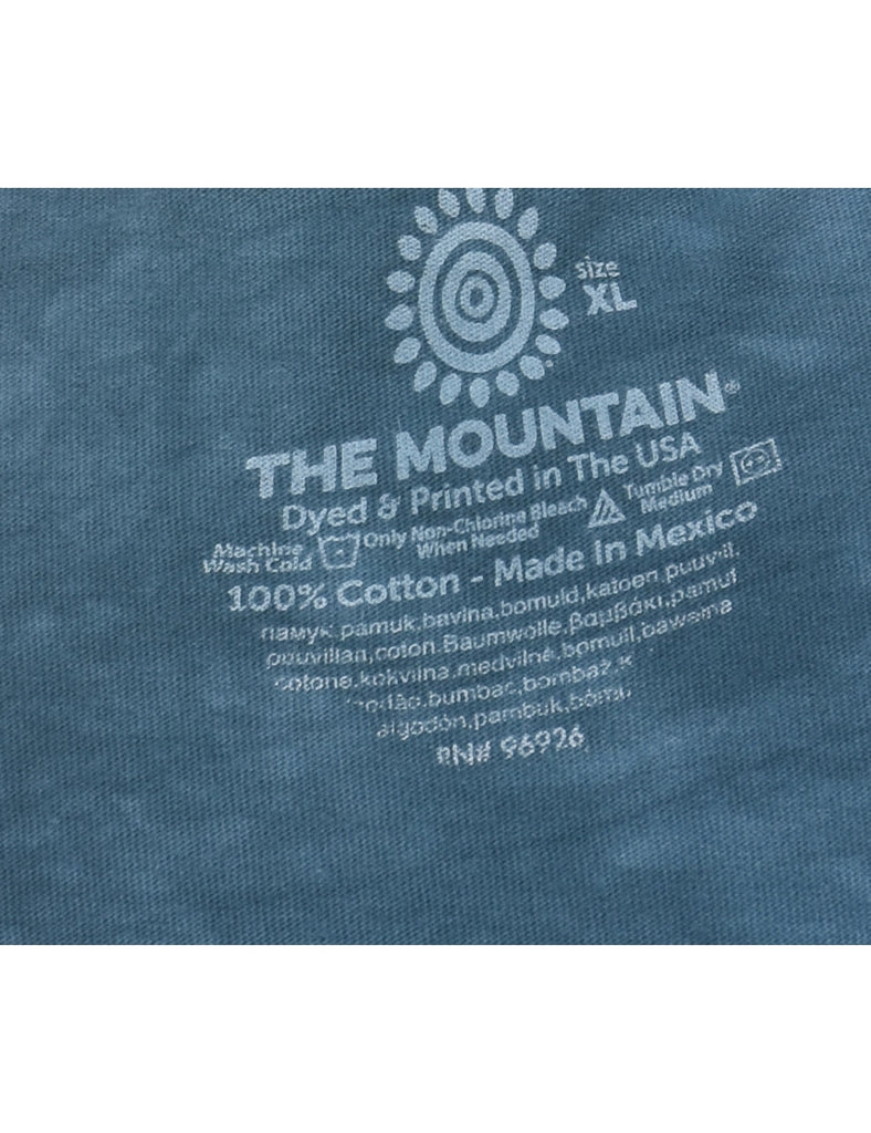 Navy Tie Dye The Mountain Wolf Design T-shirt - XL