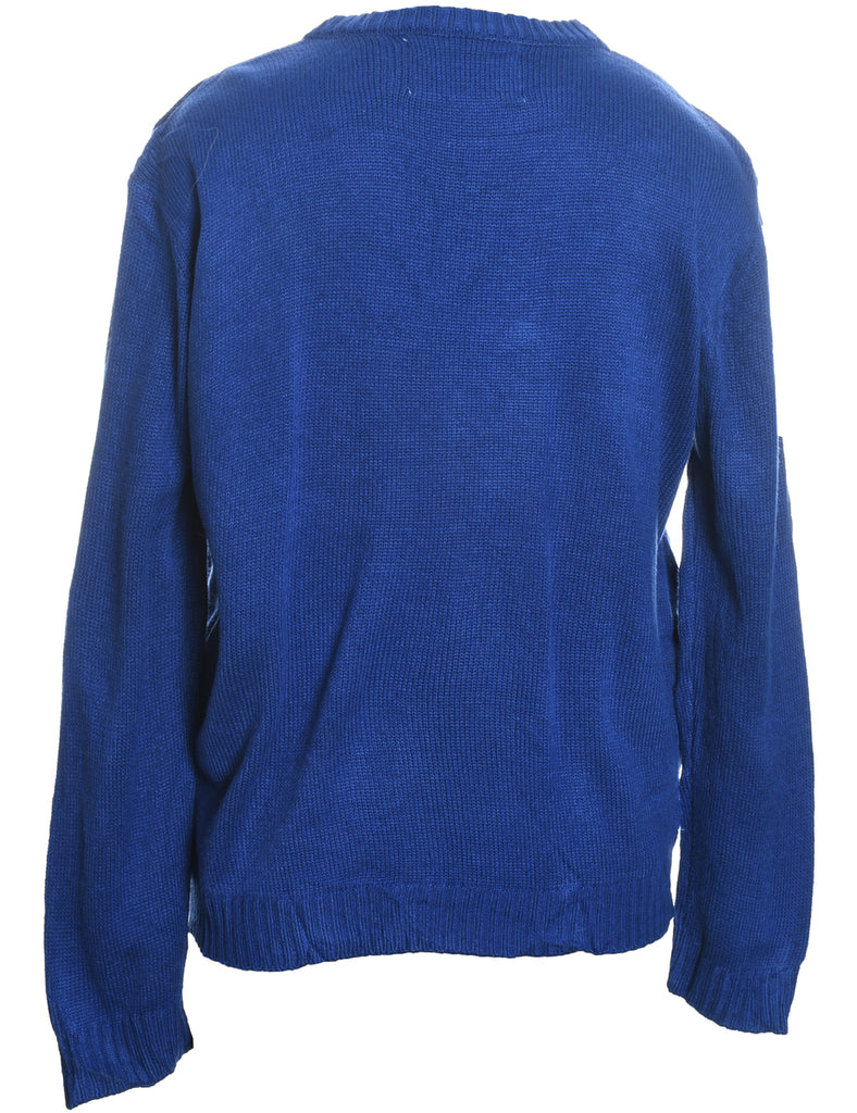 Navy Tree Design Christmas Jumper - L