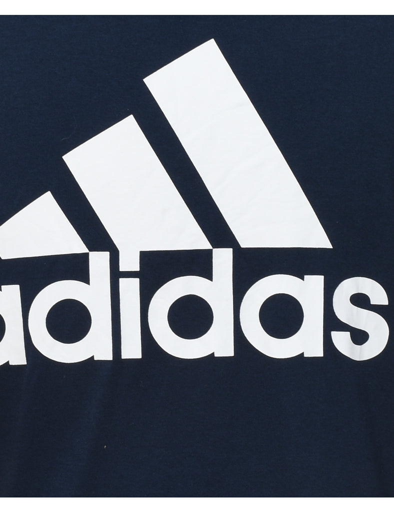 Navy & White Adidas Printed T-shirt - XL