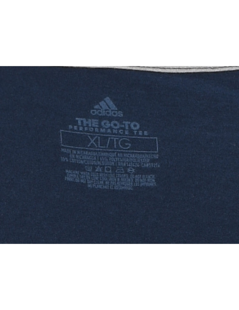 Navy & White Adidas Printed T-shirt - XL