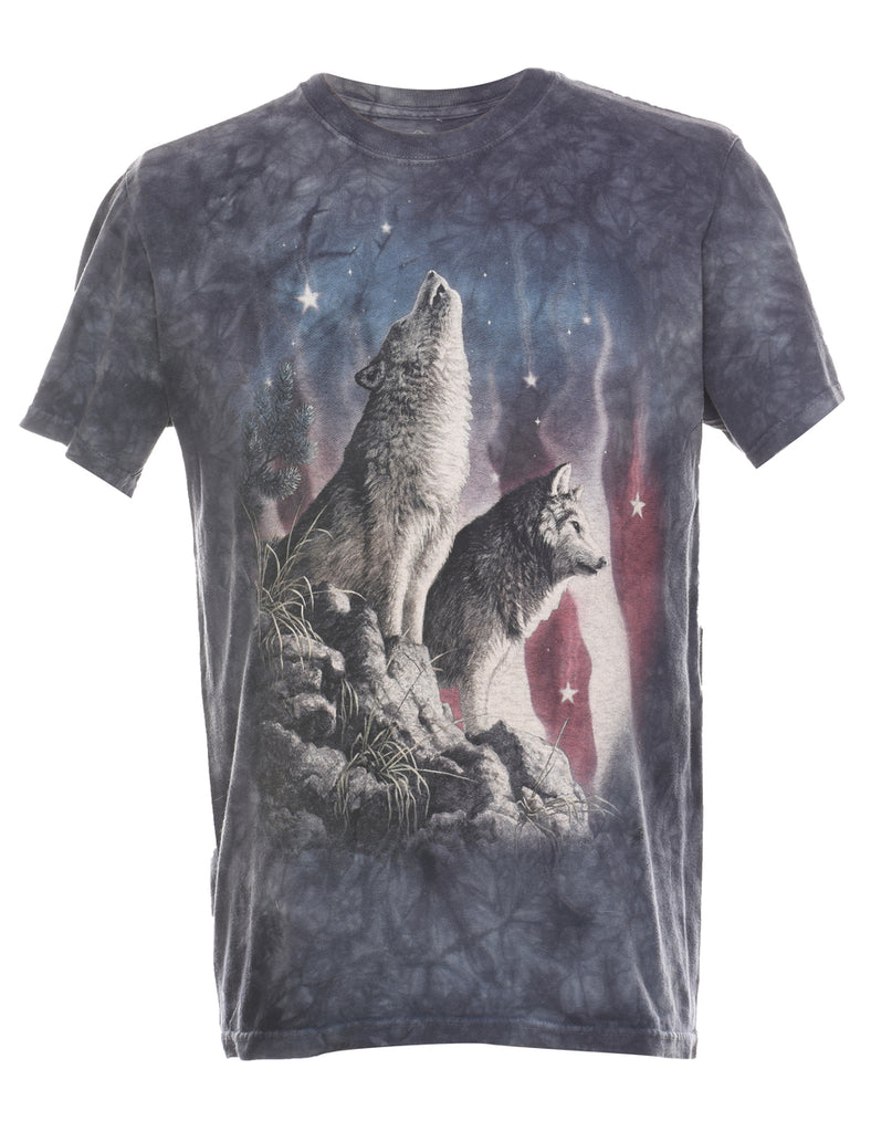 Navy Wolf The Mountain Tie Dye T-shirt - S