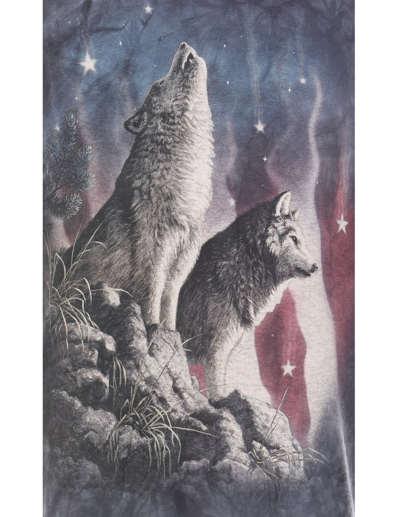 Navy Wolf The Mountain Tie Dye T-shirt - S