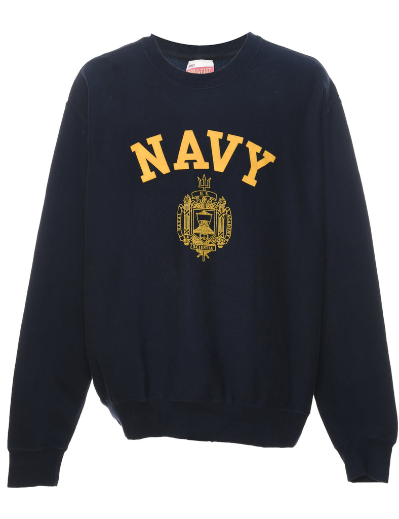 Navy & Yellow Printed Navy Sweatshirt - XL