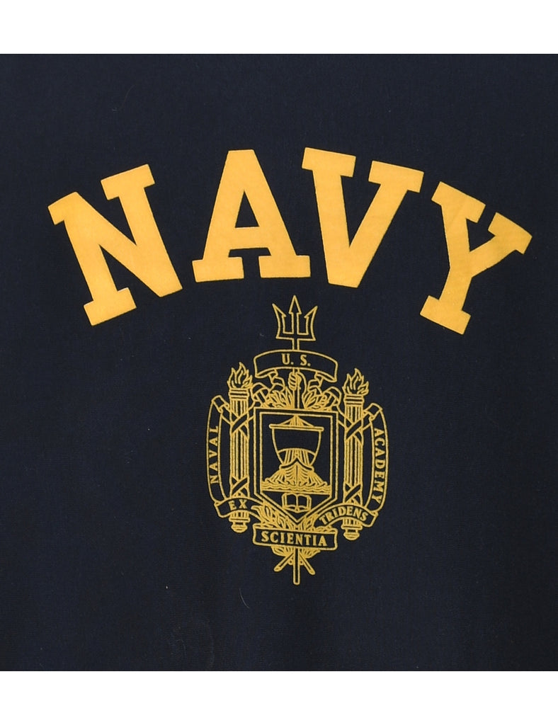 Navy & Yellow Printed Navy Sweatshirt - XL