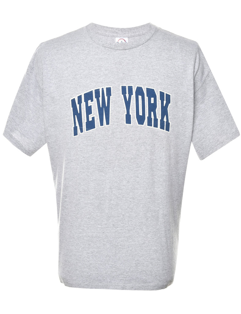 New York Grey Printed T-shirt - L
