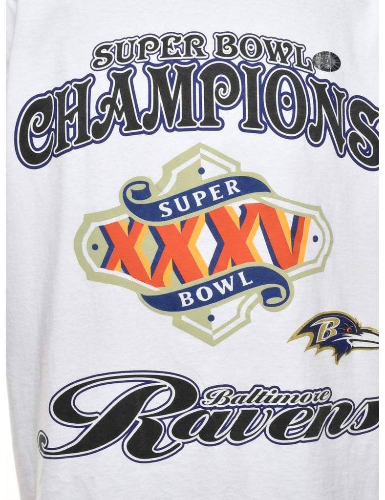 NFL Super Bowl Football Printed T-shirt - L