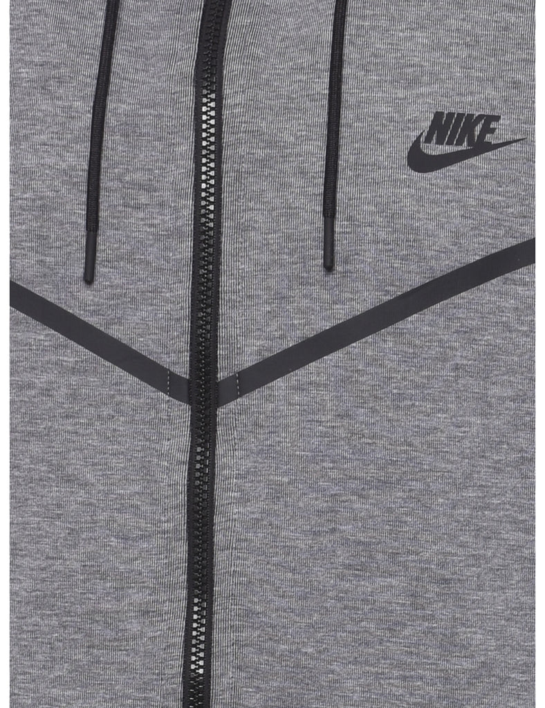 Nike Grey & Black Contrast Trim Hooded Sweatshirt - XL