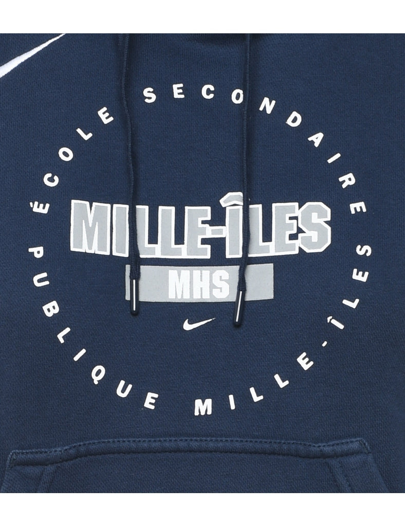 Nike Navy Printed Hoodie - S