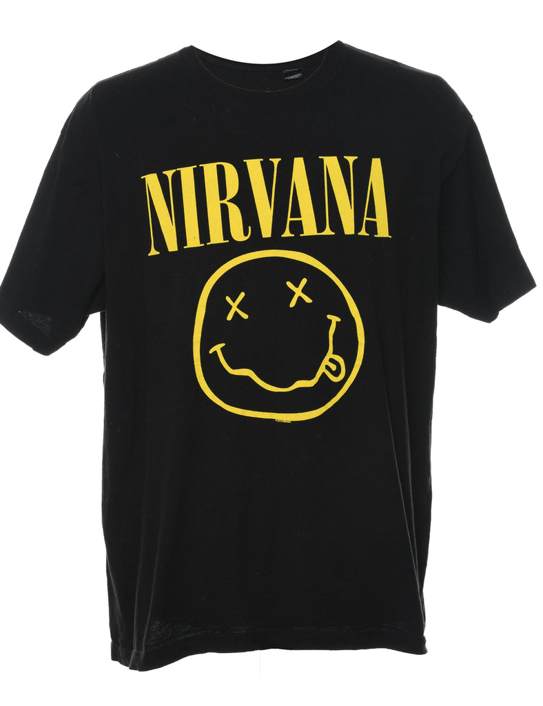 Nirvana Black & Yellow Printed T-shirt - XL